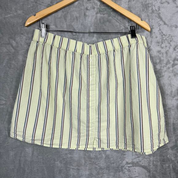 Anthropologie Strapless Crop Boxer Top and Skirt Set XL Green Striped Beachy - Picture 10 of 16